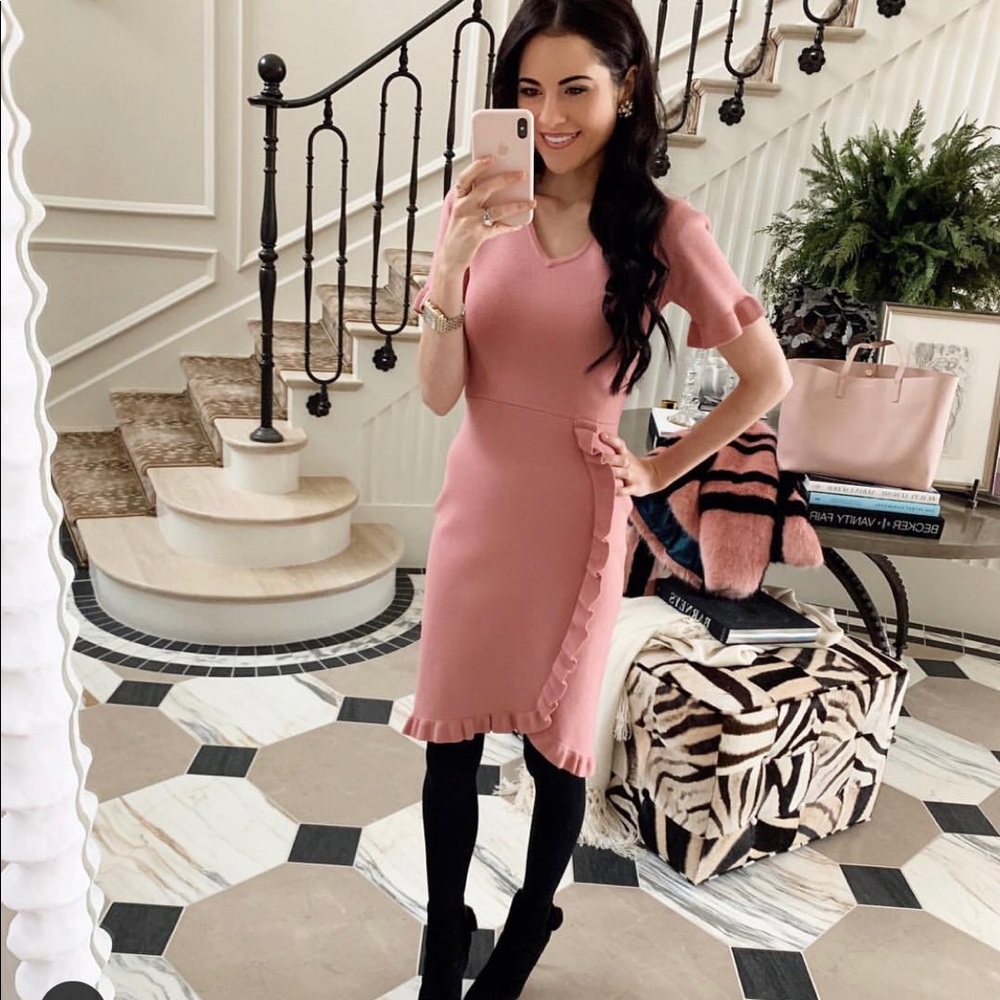 Rachel Parcell Pink Ruffle Hem Sweater Dress